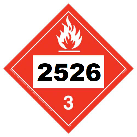 UN 2526 Hazmat Placard, Class 3, Tagboard