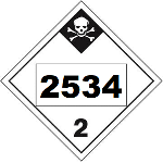 UN 2534 Hazmat Placard, Class 2.3, Tagboard