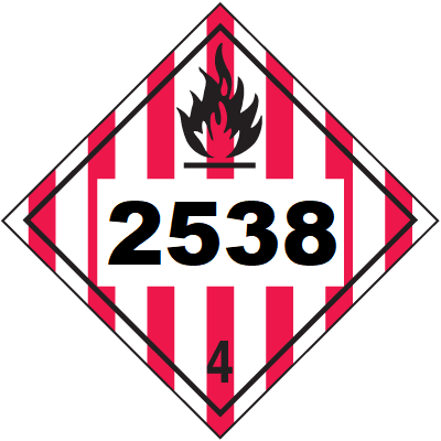 UN 2538 Hazmat Placard, Class 4, Tagboard