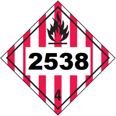 UN 2538 Hazmat Placard, Class 4, Vinyl