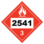 UN 2541 Hazmat Placard, Class 3, Tagboard