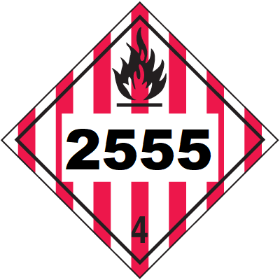 UN 2555 Hazmat Placard, Class 4, Vinyl