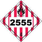 UN 2555 Hazmat Placard, Class 4, Vinyl