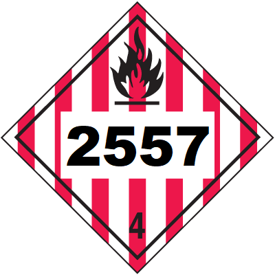 UN 2557 Hazmat Placard, Class 4, Vinyl