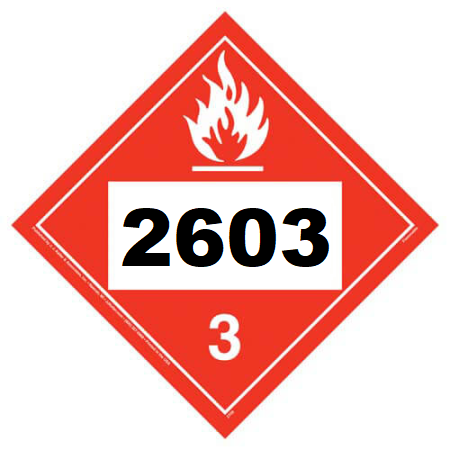 UN 2603 Hazmat Placard, Class 3, Tagboard