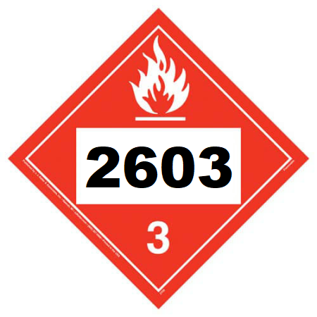 UN 2603 Hazmat Placard, Class 3, Vinyl