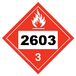 UN 2603 Hazmat Placard, Class 3, Vinyl