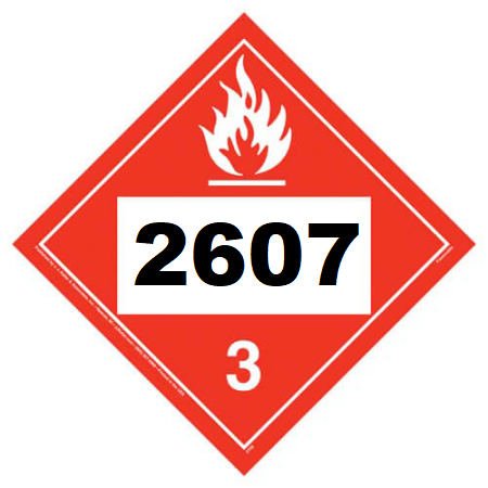 UN 2607 Hazmat Placard, Class 3, Tagboard