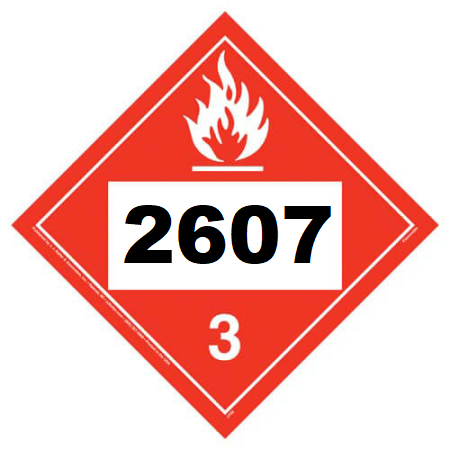 UN 2607 Hazmat Placard, Class 3, Vinyl