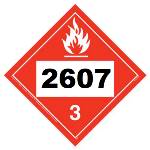 UN 2607 Hazmat Placard, Class 3, Tagboard