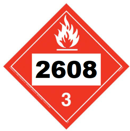 UN 2608 Hazmat Placard, Class 3, Tagboard