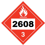 UN 2608 Hazmat Placard, Class 3, Vinyl