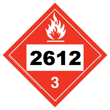 UN 2612 Hazmat Placard, Class 3, Tagboard