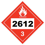 UN 2612 Hazmat Placard, Class 3, Tagboard