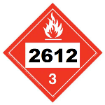 UN 2612 Hazmat Placard, Class 3, Vinyl