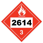 UN 2614 Hazmat Placard, Class 3, Tagboard