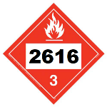 UN 2616 Hazmat Placard, Class 3, Tagboard