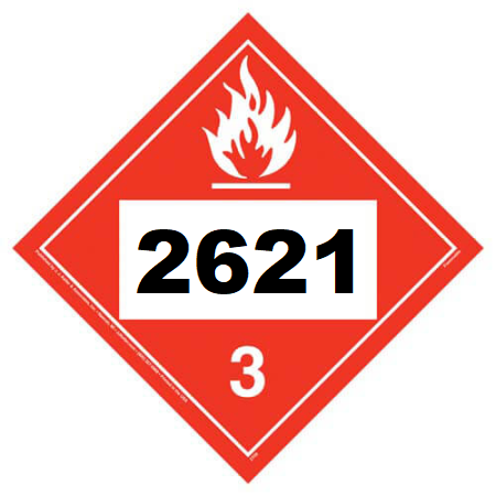 UN 2621 Hazmat Placard, Class 3, Tagboard