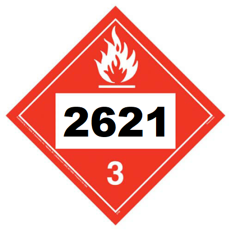 UN 2621 Hazmat Placard, Class 3, Vinyl