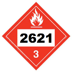 UN 2621 Hazmat Placard, Class 3, Tagboard