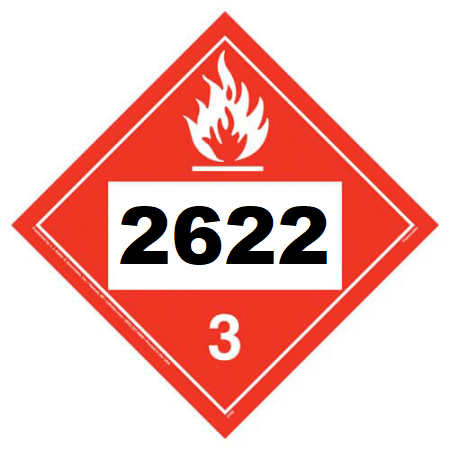 UN 2622 Hazmat Placard, Class 3, Tagboard