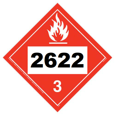 UN 2622 Hazmat Placard, Class 3, Vinyl