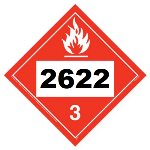 UN 2622 Hazmat Placard, Class 3, Vinyl