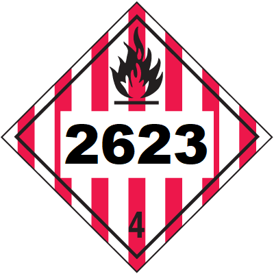 UN 2623 Hazmat Placard, Class 4, Tagboard