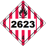 UN 2623 Hazmat Placard, Class 4, Tagboard