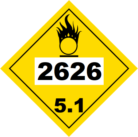 UN 2626 Hazmat Placard, Class 5.1, Tagboard