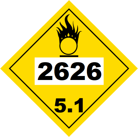 UN 2626 Hazmat Placard, Class 5.1, Vinyl