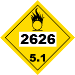 UN 2626 Hazmat Placard, Class 5.1, Tagboard