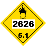 UN 2626 Hazmat Placard, Class 5.1, Vinyl