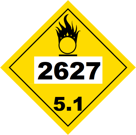UN 2627 Hazmat Placard, Class 5.1, Tagboard