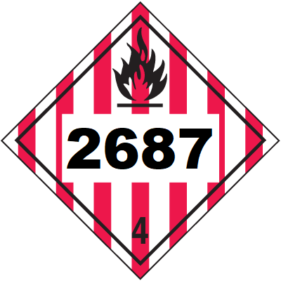 UN 2687 Hazmat Placard, Class 4, Vinyl