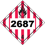 UN 2687 Hazmat Placard, Class 4, Tagboard