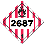 UN 2687 Hazmat Placard, Class 4, Vinyl