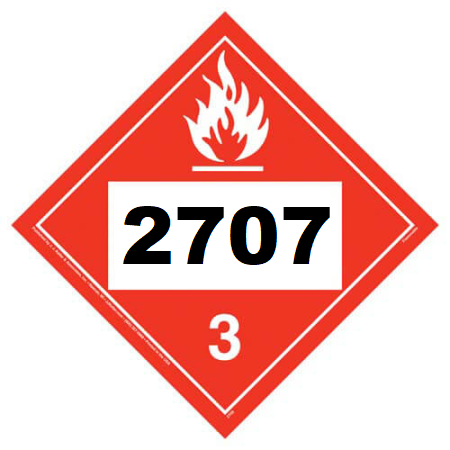 UN 2707 Hazmat Placard, Class 3, Tagboard