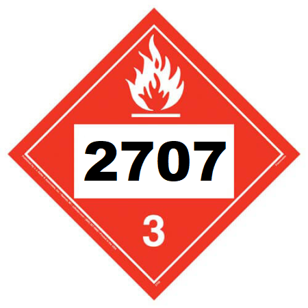 UN 2707 Hazmat Placard, Class 3, Vinyl