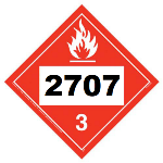 UN 2707 Hazmat Placard, Class 3, Tagboard