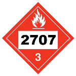 UN 2707 Hazmat Placard, Class 3, Vinyl