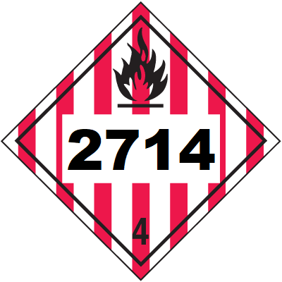 UN 2714 Hazmat Placard, Class 4, Vinyl