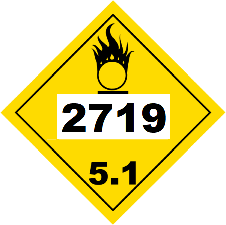 UN 2719 Hazmat Placard, Class 5.1, Vinyl