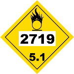 UN 2719 Hazmat Placard, Class 5.1, Tagboard