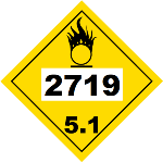 UN 2719 Hazmat Placard, Class 5.1, Vinyl