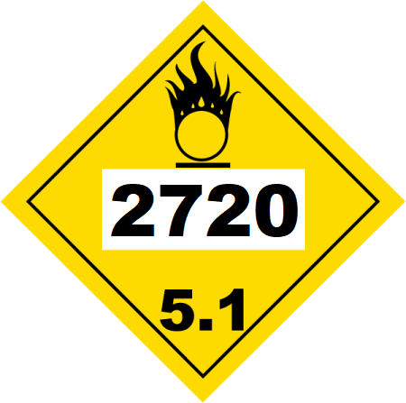 UN 2720 Hazmat Placard, Class 5.1, Vinyl