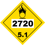 UN 2720 Hazmat Placard, Class 5.1, Vinyl