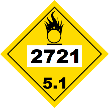 UN 2721 Hazmat Placard, Class 5.1, Tagboard