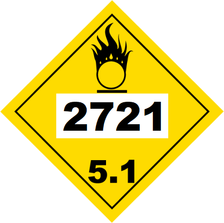 UN 2721 Hazmat Placard, Class 5.1, Vinyl