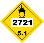 UN 2721 Hazmat Placard, Class 5.1, Tagboard